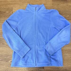 LL Bean Womens Fleece Sweater Zip Up Medium Regular OHKS5 Blue